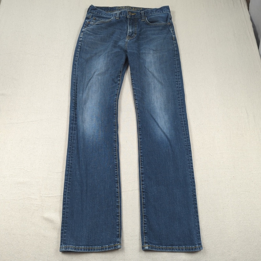 American Eagle Jeans Mens 32x32 Blue Original Boot Cut Western Cowboy Distressed